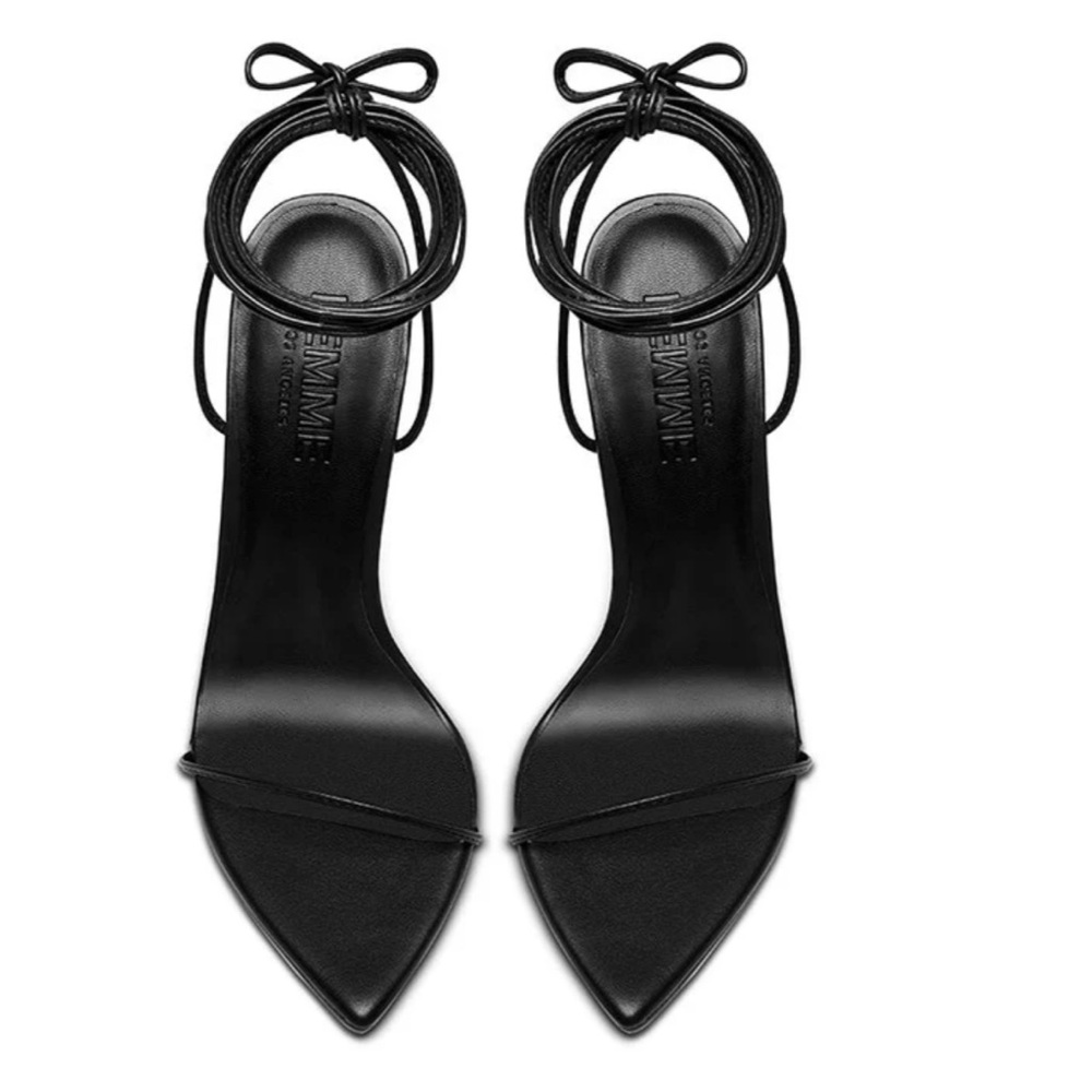 NEW Femme Luce Minima Black Lace Up Wrap Heels - Picture 4 of 9